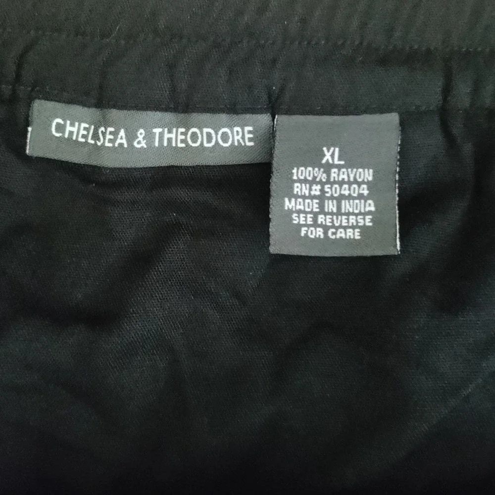 Chelsea & Theodore Black Rayon Ruffle Petal Tiered Skirt XL Elastic Waist